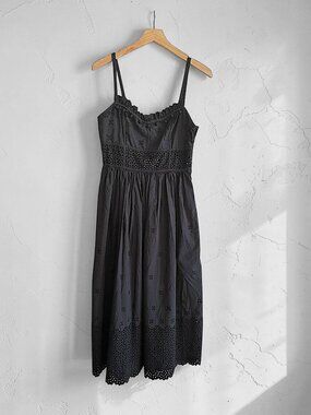 ULLA JOHNSON Celestia ‎ Midi Dress, Noir Black, Size 4, NWT